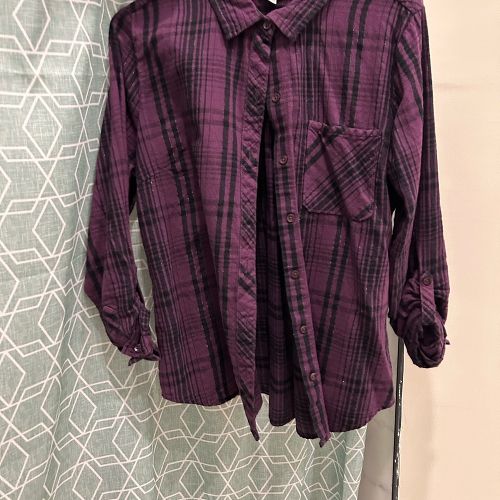 Time and Tru Purple Striped Shirt